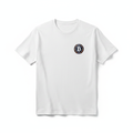 BitcoinatedMerch Classic White T-Shirt with small left chest Bitcoin logo