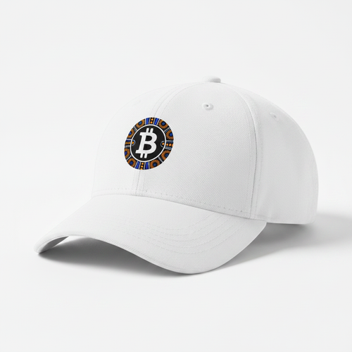 BitcoinatedMerch Classic White Cap with small embroidered Bitcoin logo